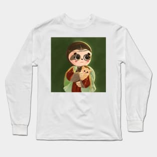 sloth with hedgehog not lady with an ermine inspired by da vinci's masterpieces Long Sleeve T-Shirt